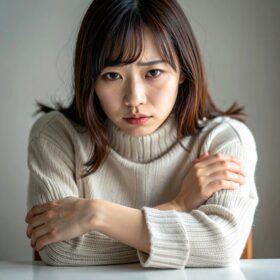 疑問に思う女性