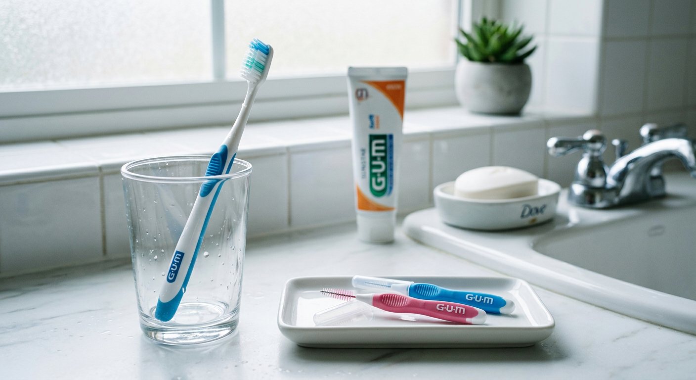 歯ブラシと歯間ブラシの写真